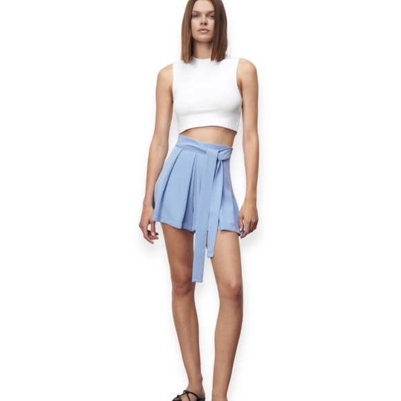 NWOT Zara Dusty Blue High Waisted Shorts Size Large - Picture 9 of 10